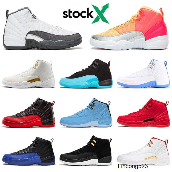 12s xii 12 new jumpman mens basketball shoes punch dark grey fiba fiba designer sneakers trainers size 47, Black