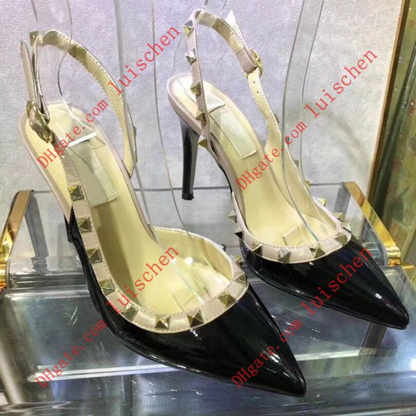 2017 design leather women stud sandals slingback pumps ladies high heels 9.5cm fashion rivets shoes 8 colors, Black
2017 design leather women stud sandals slingback pumps ladies high heels 9.5cm fashion rivets shoes 8 colors, Black