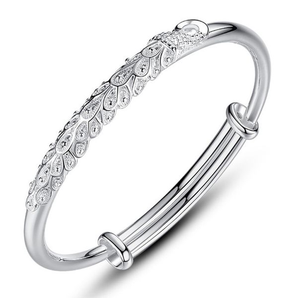 s999 pure silver peacock tail ladies bracelet creative chinese national wind mother's day gift 11-z0001, Black
s999 pure silver peacock tail ladies bracelet creative chinese national wind mother's day gift 11-z0001, Black