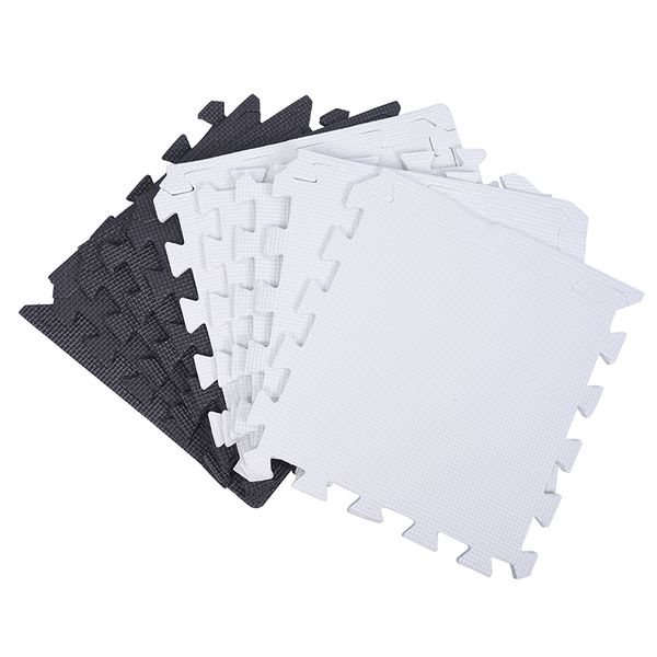 10 piece eva foam puzzle exercise mat interlocking floor tiles -- white and black
10 piece eva foam puzzle exercise mat interlocking floor tiles -- white and black
