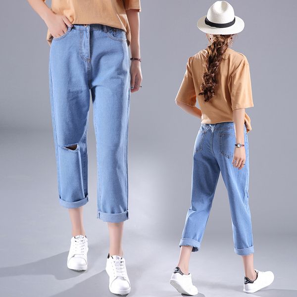 high waist jeans woman clothes korean ladies jeans mujer stretch destroyed hole streetwear denim pants ripped for women, Blue
high waist jeans woman clothes korean ladies jeans mujer stretch destroyed hole streetwear denim pants ripped for women, Blue