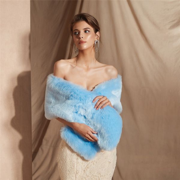 formal dress wedding dinner annual meeting cocktail party autumn winter thickened imitation mink fur lightblue short hair cape, White
formal dress wedding dinner annual meeting cocktail party autumn winter thickened imitation mink fur lightblue short hair cape, White