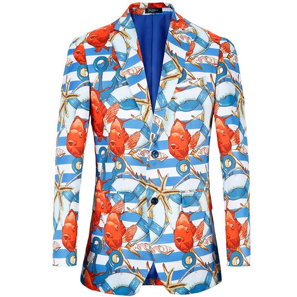 men's suit blazer men's printed single-breasted casual suit blazer banquet party jacket goldfish pattern jacket, White;black
men's suit blazer men's printed single-breasted casual suit blazer banquet party jacket goldfish pattern jacket, White;black