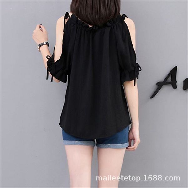 large size chiffon short-sleeved base shirt fat mm loose slim belly versatile shoulder-exposed female, White
large size chiffon short-sleeved base shirt fat mm loose slim belly versatile shoulder-exposed female, White