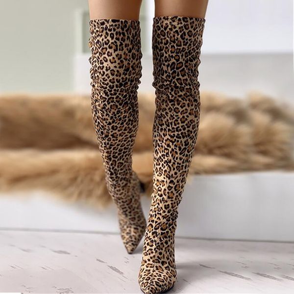 leopard big size 43 pointed toe over the knee boots woman 8cm high heels luxury design chunky heeled women's shoes woman, Black
leopard big size 43 pointed toe over the knee boots woman 8cm high heels luxury design chunky heeled women's shoes woman, Black