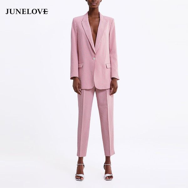 junelove women spring pink plaid blazers vintage female loose blazers set women suit office lady casual long sleeve suit outwear, White;black
junelove women spring pink plaid blazers vintage female loose blazers set women suit office lady casual long sleeve suit outwear, White;black