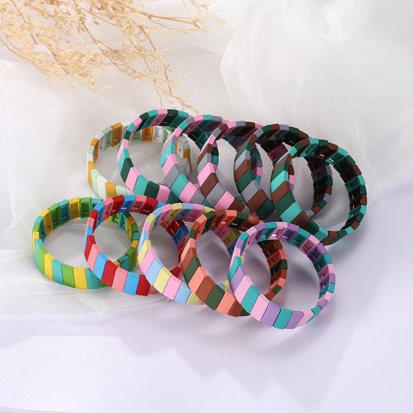 teamer bohemian elastic bracelet enamel alloy boho stackable rainbow tile pulseras bangle jewelry new year gift for women mujer, Black
teamer bohemian elastic bracelet enamel alloy boho stackable rainbow tile pulseras bangle jewelry new year gift for women mujer, Black