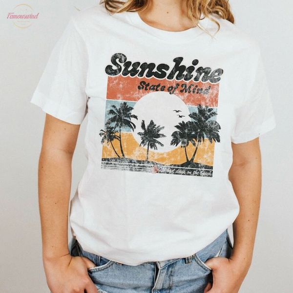 sunshine state of mind tshirt women men summer palm graphic tees o neck short sleeve camisas mujer womens clothing, White
sunshine state of mind tshirt women men summer palm graphic tees o neck short sleeve camisas mujer womens clothing, White