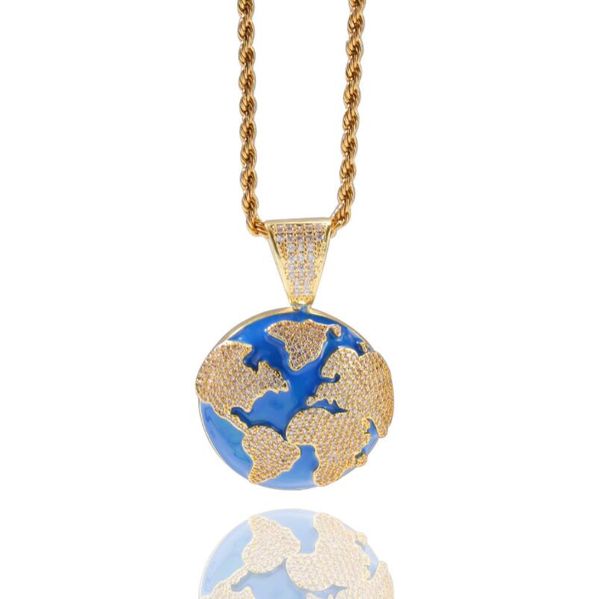 hip hop drop oil set with zircon blue earth pendant necklace simple tide brand men's necklace, Silver 
hip hop drop oil set with zircon blue earth pendant necklace simple tide brand men's necklace, Silver