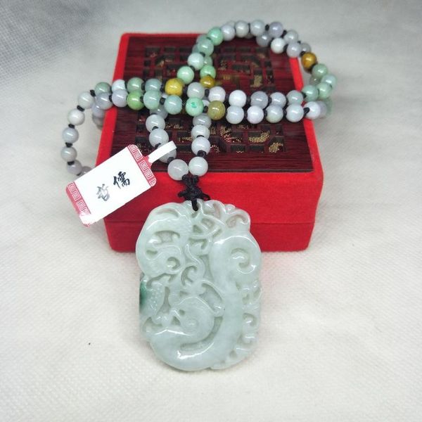 zhe ru jewelry pure natural jadeite light green vintage dragon pendant tricolor jade bead necklace a class a certificate, Silver
zhe ru jewelry pure natural jadeite light green vintage dragon pendant tricolor jade bead necklace a class a certificate, Silver