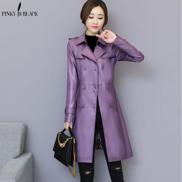 pinkyisblack new autumn winter jacket womens motorcycle jacket faux leather women double breast slim long trench pu coat, Black
pinkyisblack new autumn winter jacket womens motorcycle jacket faux leather women double breast slim long trench pu coat, Black