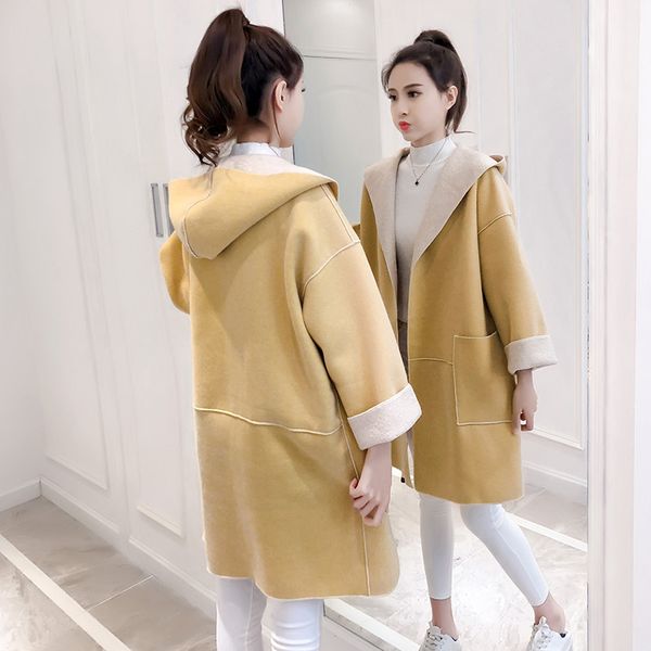 autumn jacket female 2019 new medium long loose double-sided wear women woolen coat hooded cardigan ladies woolen jacket qw085, Black
autumn jacket female 2019 new medium long loose double-sided wear women woolen coat hooded cardigan ladies woolen jacket qw085, Black