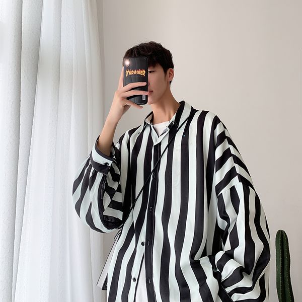 2019 spring and autumn new black and white striped male bf loose casual long-sleeved shirt jacket youth popular -2xl, White;black
2019 spring and autumn new black and white striped male bf loose casual long-sleeved shirt jacket youth popular -2xl, White;black