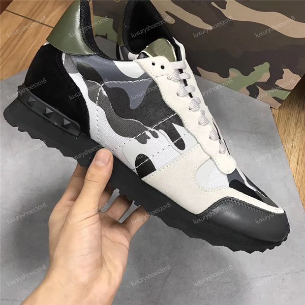

new color camo suede studded camouflage rock runner sneaker shoes for women and men stud casual luxury designer shoes sneakers chaussures, Black