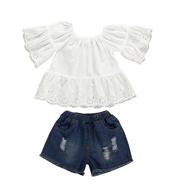 summer children baby girls casual flare sleeve t-shirt+denim shorts suits costume set 2pcs 2-7y toddler girl clothes, White
summer children baby girls casual flare sleeve t-shirt+denim shorts suits costume set 2pcs 2-7y toddler girl clothes, White