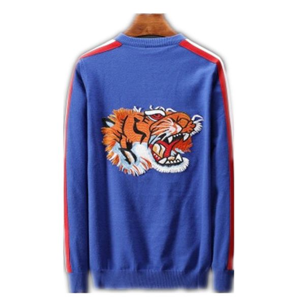 Brand Designer Men Sweater Autumn Winter Male Pullover Round Neck Golden Tiger Printing Casual Sweaters Knitting Size M-XXXL