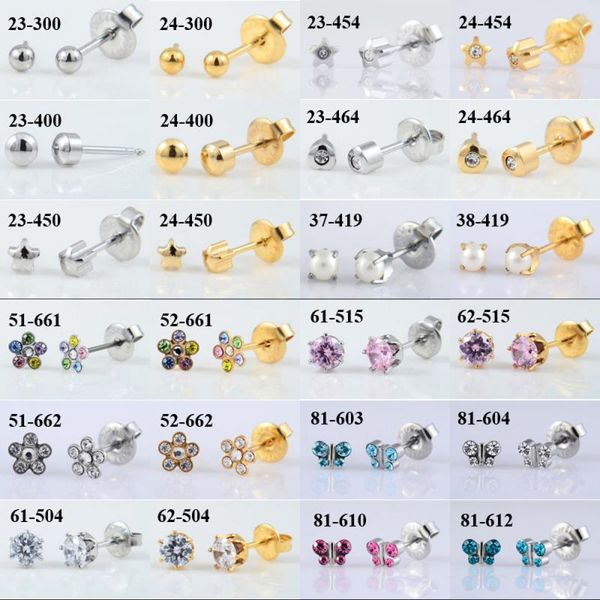 1 pair 316l stainless steel allergy ear studs cz heart star flower crown butterfly sterilized packaged earrings women baby, Golden;silver
1 pair 316l stainless steel allergy ear studs cz heart star flower crown butterfly sterilized packaged earrings women baby, Golden;silver
