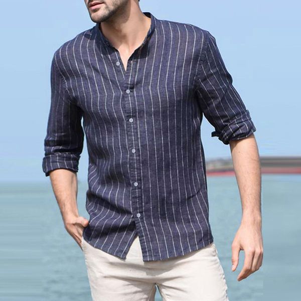 2019 men summer cotton linen striped long sleeve button retro brand shirts blouse casual male dress shirt camisa masculina, White;black
2019 men summer cotton linen striped long sleeve button retro brand shirts blouse casual male dress shirt camisa masculina, White;black