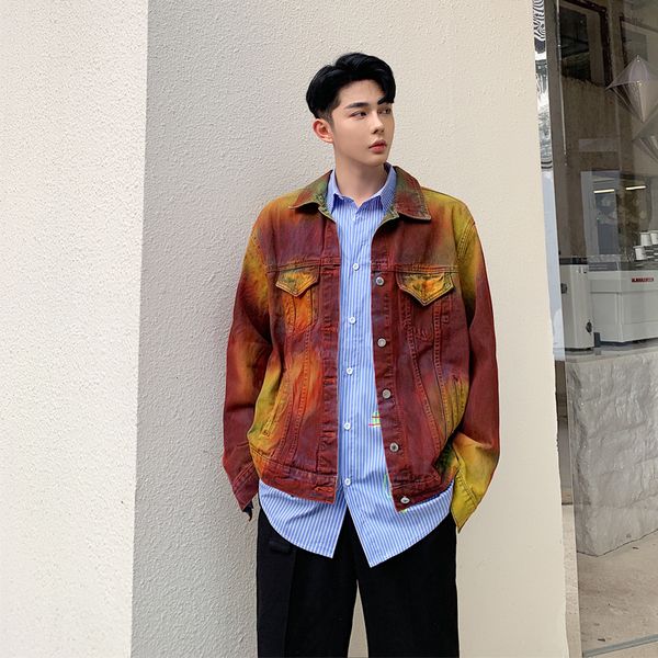 autumn new denim jacket men's fashion retro gradient color casual denim jacket man streetwear wild hip hop loose bomber, Black;brown
autumn new denim jacket men's fashion retro gradient color casual denim jacket man streetwear wild hip hop loose bomber, Black;brown