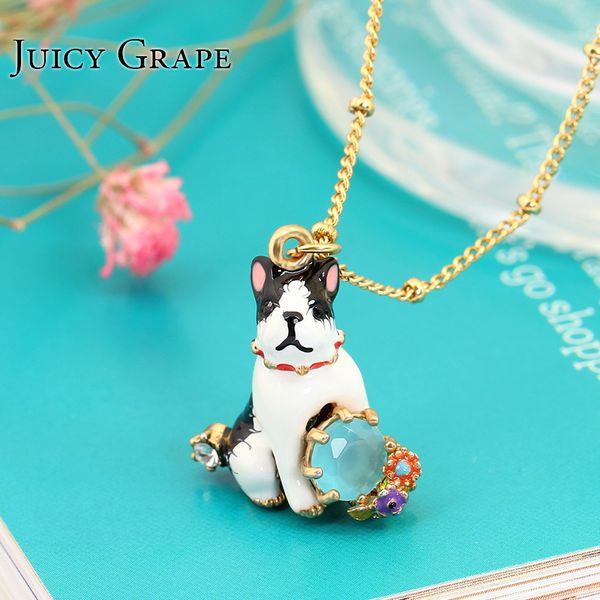 juicy grape enamel glaze bulldog blue natural stone gilded pendant necklace women jewelry and accessories girl gift, Silver
juicy grape enamel glaze bulldog blue natural stone gilded pendant necklace women jewelry and accessories girl gift, Silver