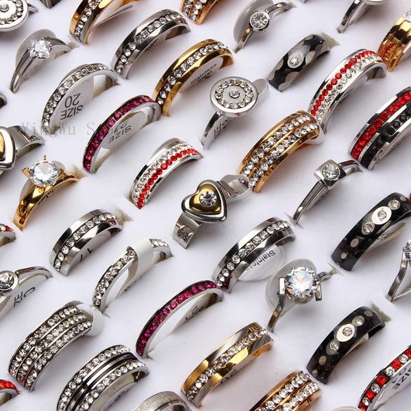 yingwu mixed 5pcs lots wholesale women men stainless steel solid zircon crystal rhinestone engagement wedding charm rings, Slivery;golden
yingwu mixed 5pcs lots wholesale women men stainless steel solid zircon crystal rhinestone engagement wedding charm rings, Slivery;golden