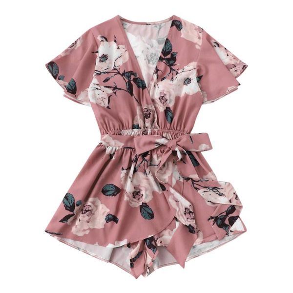 women's v-neck bow tie jumpsuit romper ladies summer shorts jumpsuit floral print pink combinaison femme #yl5, Black;white
women's v-neck bow tie jumpsuit romper ladies summer shorts jumpsuit floral print pink combinaison femme #yl5, Black;white