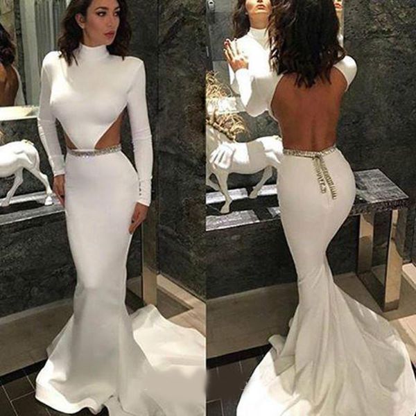 2020 fashion women backless beading prom dress elegant high neck with long sleeves evening party reception gown custom made plus size, Black
2020 fashion women backless beading prom dress elegant high neck with long sleeves evening party reception gown custom made plus size, Black