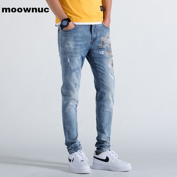 2019 men's jeans jean fashion denim pants light color embroidered jeans slim stretch, Blue
2019 men's jeans jean fashion denim pants light color embroidered jeans slim stretch, Blue