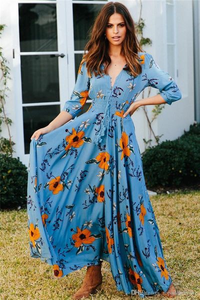 floral print womens casual dresses fashion v neck buttons panelled womens designer bohemian dresses casual females clothing, Black;gray
floral print womens casual dresses fashion v neck buttons panelled womens designer bohemian dresses casual females clothing, Black;gray