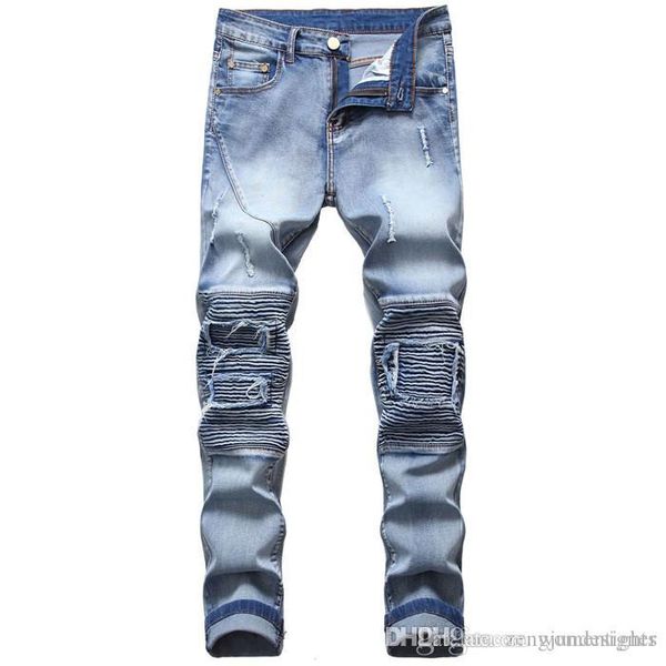 mens distrressed designer jeans hole style fashion homme clothing srtaight button fly new autumn casual apparel, Blue
mens distrressed designer jeans hole style fashion homme clothing srtaight button fly new autumn casual apparel, Blue