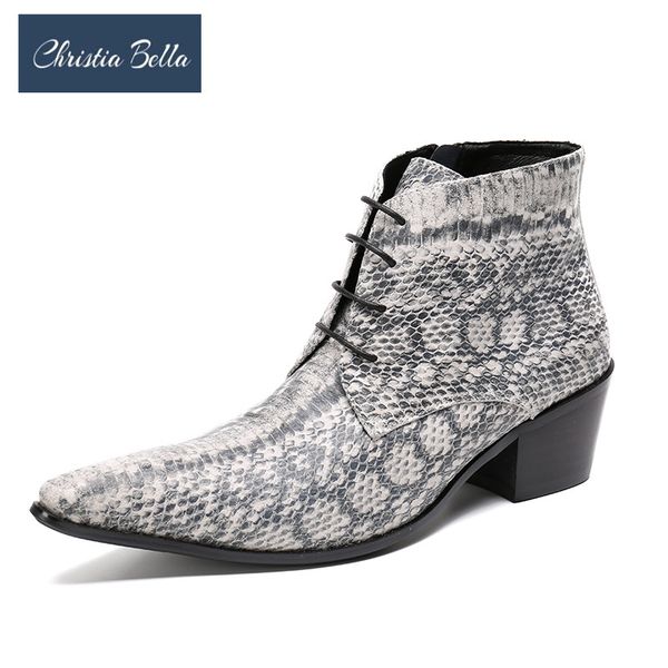 christia bella new designer printed lace up real leather men office boots plus size pointed toe mid heel formal party men shoes, Black
christia bella new designer printed lace up real leather men office boots plus size pointed toe mid heel formal party men shoes, Black