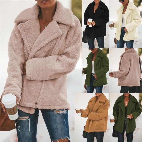 plush coats fashion office lady cardigan jackets women solid zipper casual outerwear lapel neck long sleeve, Black;brown
plush coats fashion office lady cardigan jackets women solid zipper casual outerwear lapel neck long sleeve, Black;brown