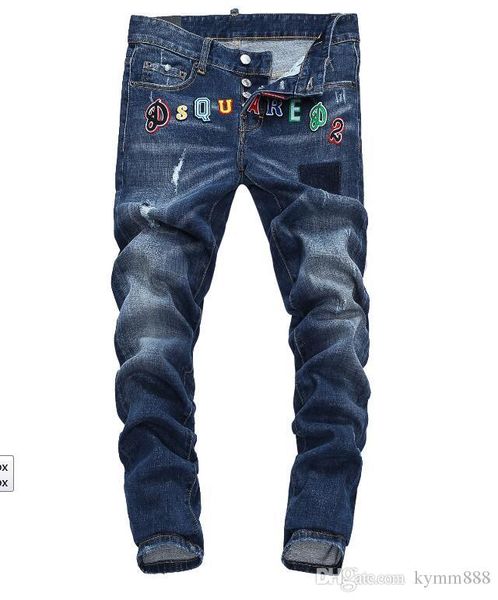 european standing men's jeans, men's jeans, a pair of skinny jeans and black embroidered skulls#040, Blue
european standing men's jeans, men's jeans, a pair of skinny jeans and black embroidered skulls#040, Blue