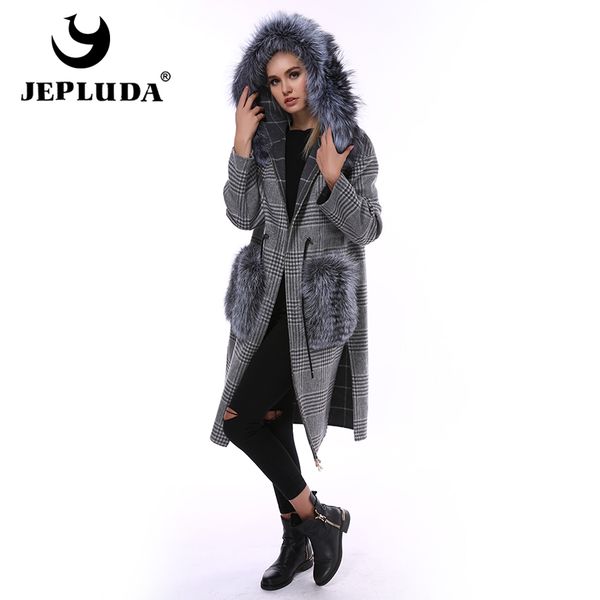 women's fur & faux jepluda stylish 100% wool blend coat women winter hooded placket real natural warm jacket, Black
women's fur & faux jepluda stylish 100% wool blend coat women winter hooded placket real natural warm jacket, Black