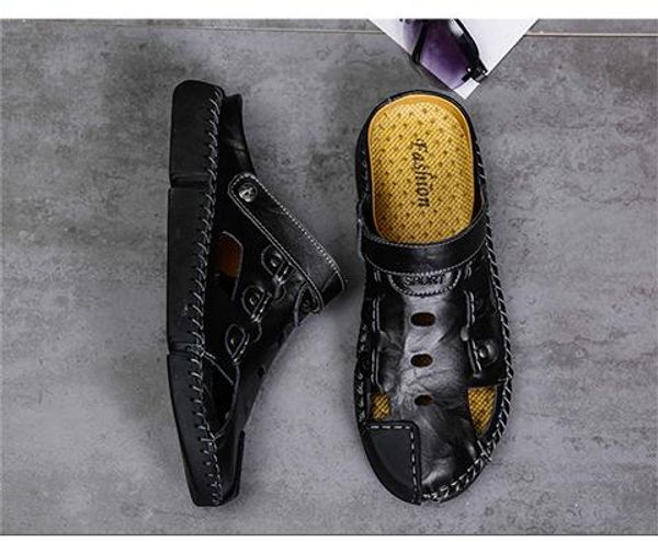 genuine leather european brand designer sandals men summer sandals anti-slipping outdoor slippers soft water shoes, Black
genuine leather european brand designer sandals men summer sandals anti-slipping outdoor slippers soft water shoes, Black