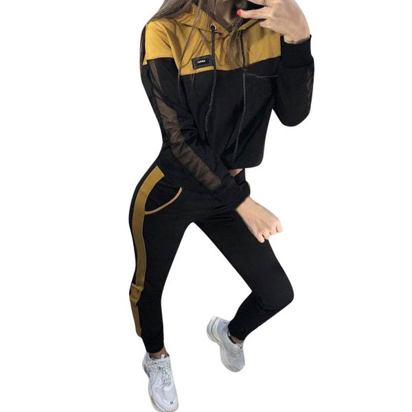 2pcs women casual splice mesh sweatshirt hooded sport+long pants set female autumn outdoor running clothes tracksuit for 2019, Black;blue
2pcs women casual splice mesh sweatshirt hooded sport+long pants set female autumn outdoor running clothes tracksuit for 2019, Black;blue