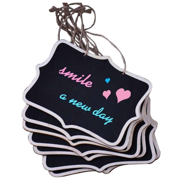 

12pcs/lot rope hanging rectangle chalkboards mini chalk writing material for message note board signs (color: black