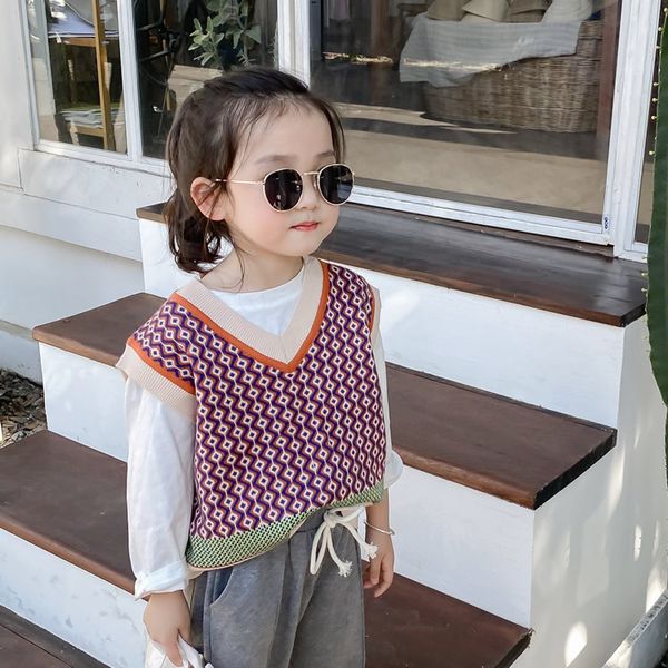 3238 2020 spring children's new korean retro contrast core spun sleeveless knitted sweater vest baby girls pullovers, Blue
3238 2020 spring children's new korean retro contrast core spun sleeveless knitted sweater vest baby girls pullovers, Blue