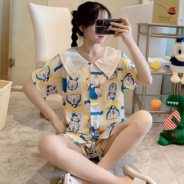 viscose fiber pajamas women's summer thin cute blue cat short-sleeved silk two piece suit leisure, Blue;gray
viscose fiber pajamas women's summer thin cute blue cat short-sleeved silk two piece suit leisure, Blue;gray