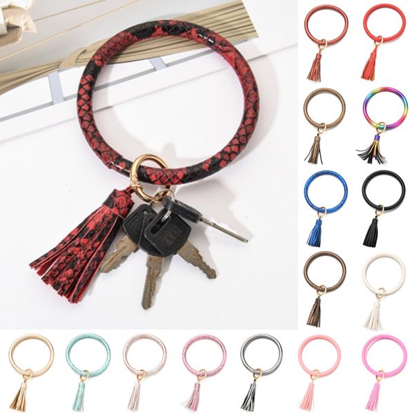 bohemia pu leather wristlet keychain bangle fashion leopard snake gold circle keyring tassel bracelet keychain for women, Silver
bohemia pu leather wristlet keychain bangle fashion leopard snake gold circle keyring tassel bracelet keychain for women, Silver