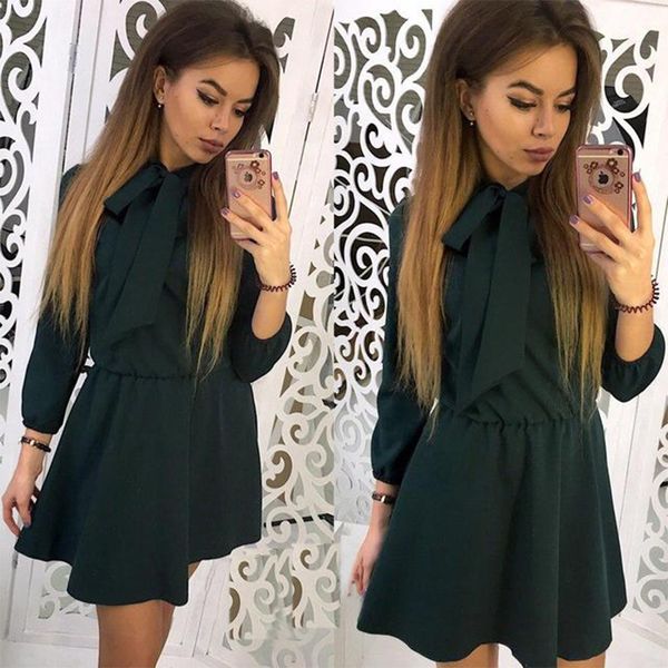women fashion bow causal party dress wrist sleeve a -line o neck solid vintage dress spring plus size women mini dresses s-2xl, Black;gray
women fashion bow causal party dress wrist sleeve a -line o neck solid vintage dress spring plus size women mini dresses s-2xl, Black;gray