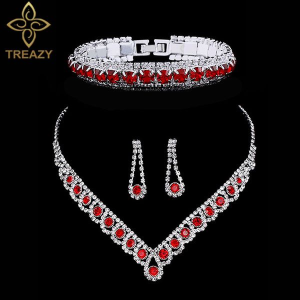 treazy elegant red crystal rhinestone wedding jewelry sets for women choker necklace earrings bracelet bridal jewelry sets, Slivery;golden
treazy elegant red crystal rhinestone wedding jewelry sets for women choker necklace earrings bracelet bridal jewelry sets, Slivery;golden