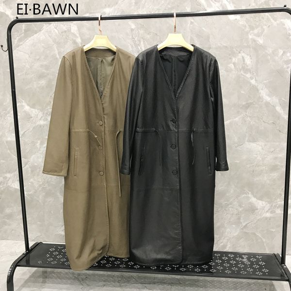 2019 autumn long section leather version of the coat loose sheepskin new windbreaker thin leather jacket sheepskin coat, Black
2019 autumn long section leather version of the coat loose sheepskin new windbreaker thin leather jacket sheepskin coat, Black