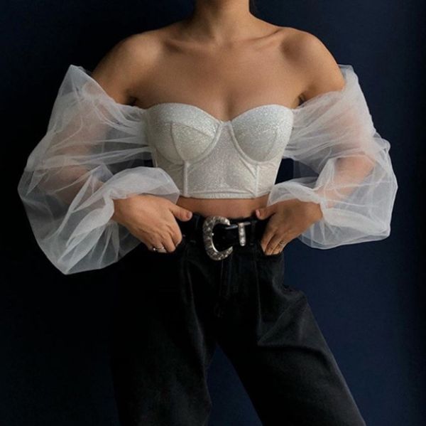 women's blouses & shirts women fashion white slim tube cropped shirt shiny low cut chest blouse see through mesh long loose sleeve
women's blouses & shirts women fashion white slim tube cropped shirt shiny low cut chest blouse see through mesh long loose sleeve