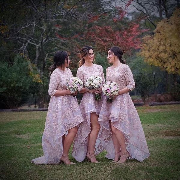 country style high low pink lace 2020 bridesmaid dresses for wedding party guest gowns jewel neck half sleeve maid of honor dress, White;pink
country style high low pink lace 2020 bridesmaid dresses for wedding party guest gowns jewel neck half sleeve maid of honor dress, White;pink