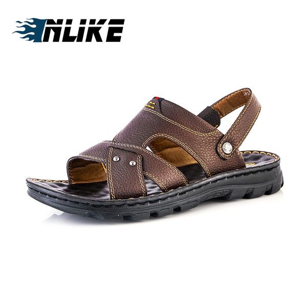 new men sandals summer casual shoes beach sandals genuine leather plus size, Black 
new men sandals summer casual shoes beach sandals genuine leather plus size, Black