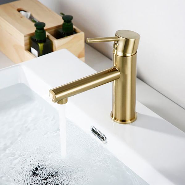 

Bathroom Brushed Gold Tap Basin Faucet Bathroom Sink Water Mixer Brass Tapware Single Handle Deck Mounted