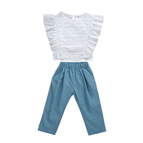 citgeesummer baby girls clothing kids ruffles white blue pants trousers casual set clothes
citgeesummer baby girls clothing kids ruffles white blue pants trousers casual set clothes