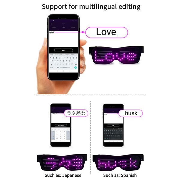 led bluetooth magic party glasses app control shield luminous glasses usb charge diy app multi-lingual control night glasses, Silver
led bluetooth magic party glasses app control shield luminous glasses usb charge diy app multi-lingual control night glasses, Silver
