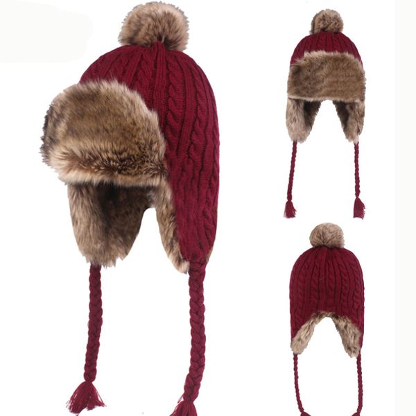 ht2206 thick warm winter hat women earflap cap fur hat ladies knitted russian hats with braids windproof trapper ski cap, Blue;gray
ht2206 thick warm winter hat women earflap cap fur hat ladies knitted russian hats with braids windproof trapper ski cap, Blue;gray